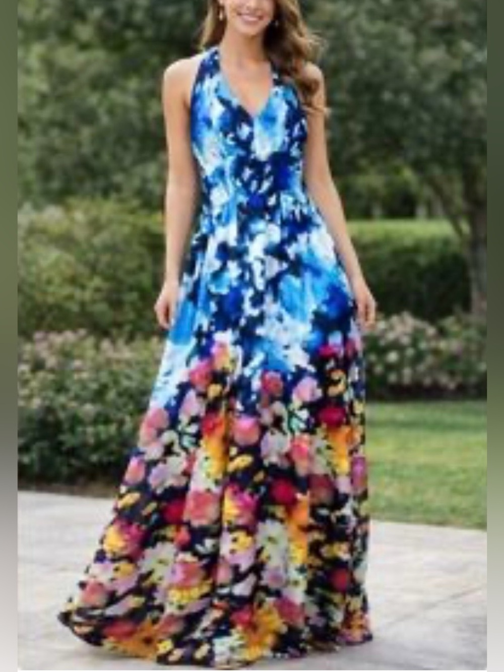 New Eliza J Halter Smocked Waist Maxi Dress